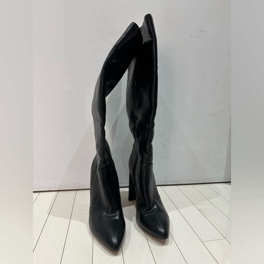 Dynamite black leather high heels boots